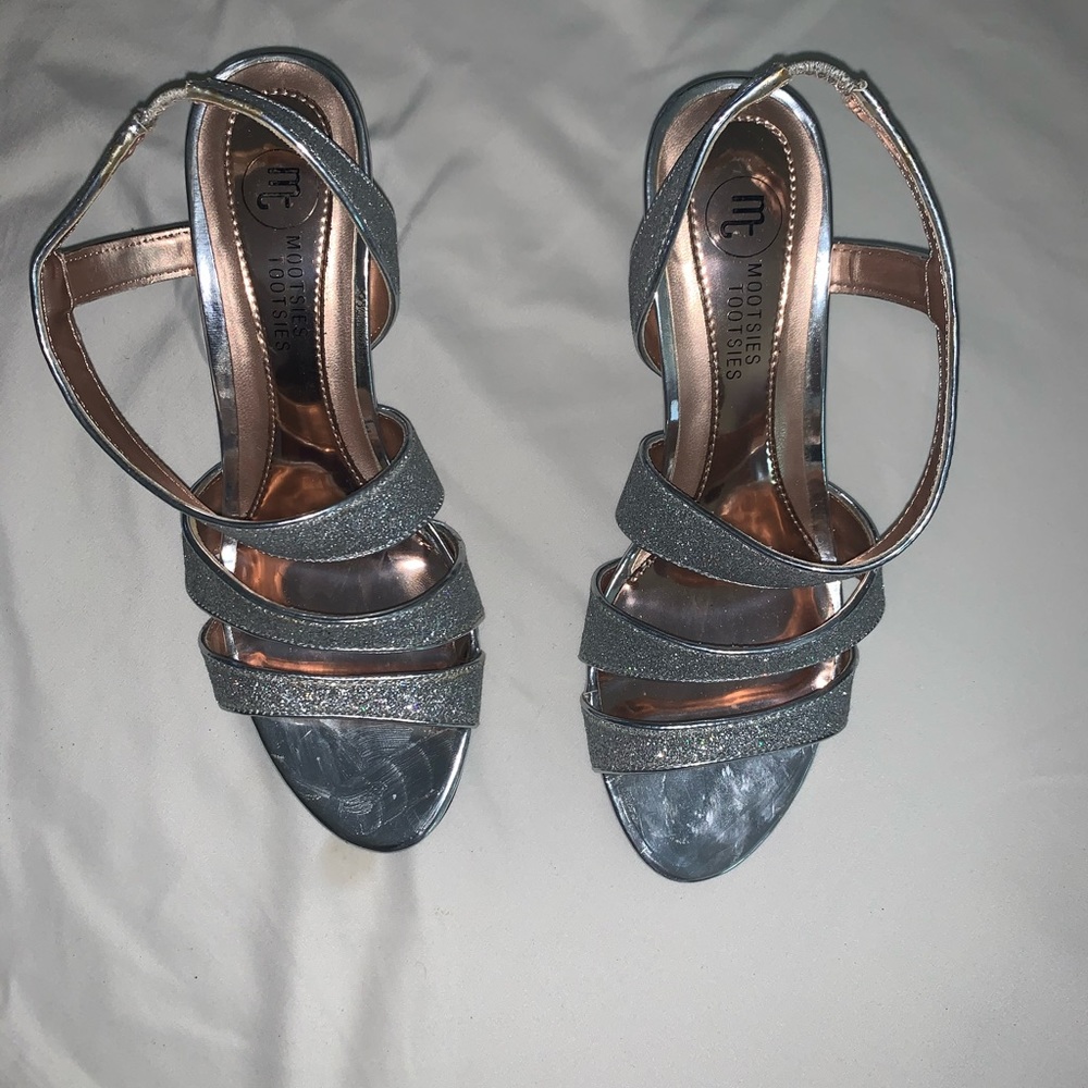 Silver sparkle heels